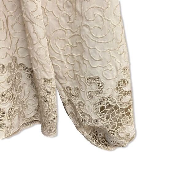 Jonathan Simkhai 
Jaid Embroidered Eyelet Blouse Cream Lace top $495 Sz L - Picture 8 of 15